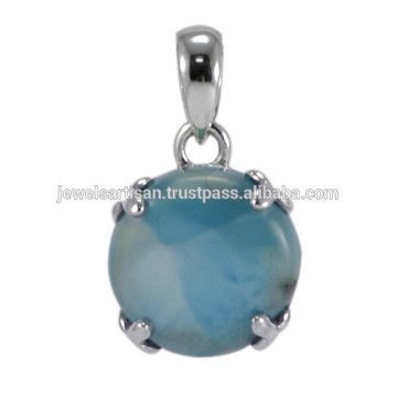 Natural Larimar Gemstone 925 Sterling Silver Pendant Jewelry